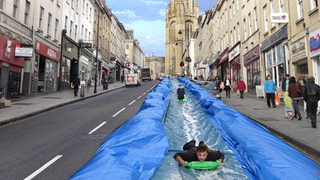 Would You Go For A Ride On This Massive Slip 'n Slide On A City Street?
